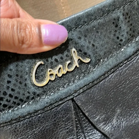 COACH Ashley Black & Snakeskin Leather Crossbody Bag F20114 - Picture 2 of 16